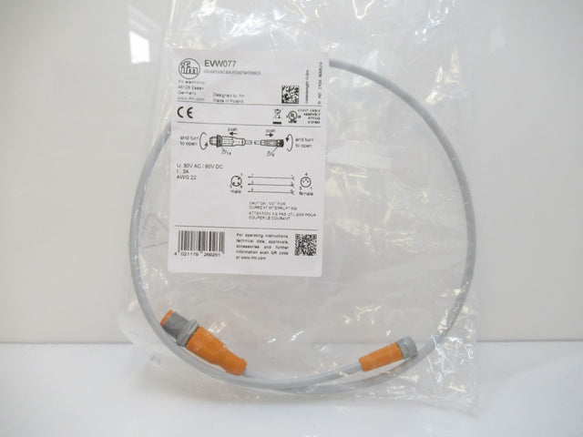 EVW077 Ifm Electronic Connection Cable 0.6 m PUR-Cable; M12 / M8 Connector