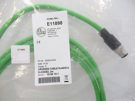 E11898 Ifm Electronic Connection Cable Ethernet D-Coded M12/RJ45 Plug,New In Bag