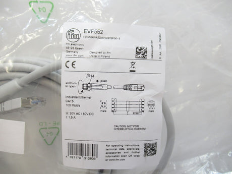 EVF552 Ifm Electronic , M12 Connection Ethernet Cable (New In Bag)