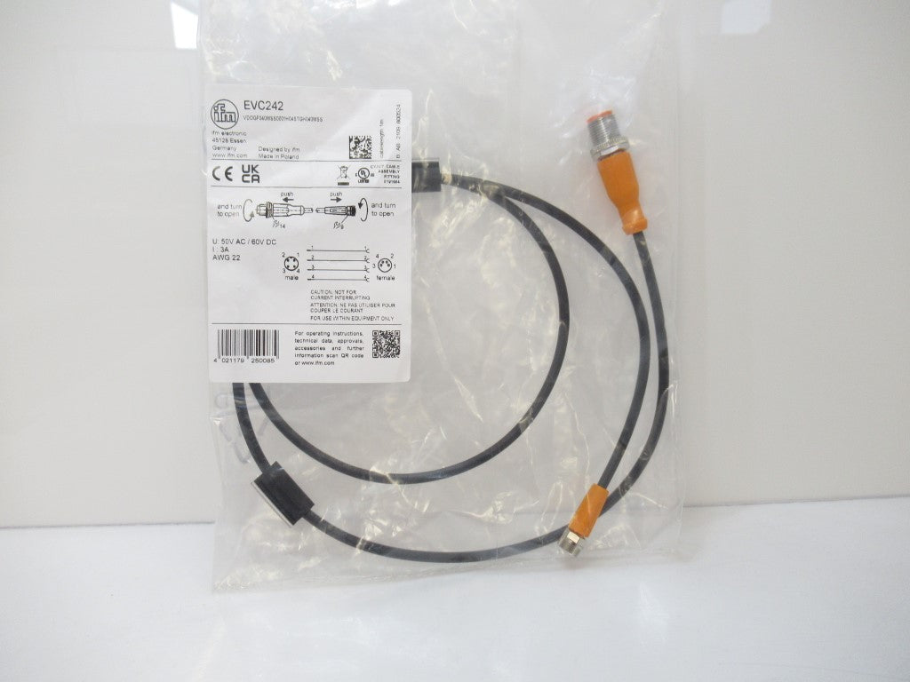 EVC242 Ifm Electronic M12 Plug / M8 Socket Connector Cable New In Bag